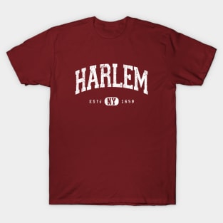 Harlem NY Arch Distressed, White Retro Print T-Shirt